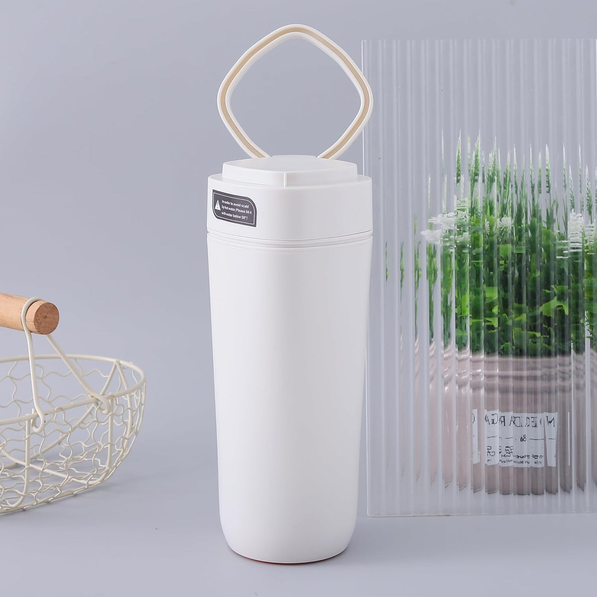 Kuber Industries Pack of 2 Anti-Fall Insulated Coffee Tumbler with Suction Bottom | Leak-Proof Stainless Steel Tumbler | Coffee Tumbler with Lid and Handle | 480 ML | White