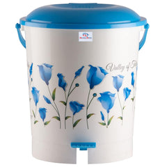 Heart Home Floral Printed Plastic Pedal Dustbin For Home, Kitchen, Office, Bathroom With Handle, 10 Litre- Pack of 2 (Blue)-47HH0762