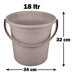 Kuber Industries Bucket | Plastic Bucket for Bathroom | Strong Bathroom Bucket | Bucket for Bathing | Water Storage Bucket | Bathroom Bucket | Plain Bucket | 18 LTR | Brown