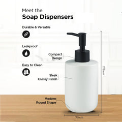 Heart Home Liquid Soap Dispenser | Handwash Soap Dispenser | Soap Dispenser for Wash Basin | Shampoo Dispenser Bottle | Bathroom Dispenser Bottle | 350 ML | White