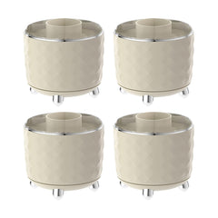 Kuber Industries Pack of 4 Multipurpose Storage Holder | Decorative Crystal Finish Stylish Look | Makeup Brush Holder | Desk Storage Container | YM.6698CS | Cream Silver