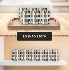 Kuber Industries Stainless Steel Glass Set | Wobble Free Base, Durable | Multipurpose, Elegant Design & Mirror Finish | Easy to Clean & Store | Steel Glass Set 6 (Pack of 6)