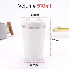 Kuber Industries Insulated Coffee Tumbler Mug with Lid for Office, Gym & Travel | Stainless Steel Leak-Proof Thermos for Tea/Coffee/Water - Ideal for Hot & Cold Beverages | CO230204B-White