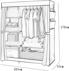 Kuber Industries Foldable Wardrobe for Clothes|Non Woven 2 Door Portable Clothes Rack|4 Shelves Almirah for Clothes-Pack of 2 (Grey)