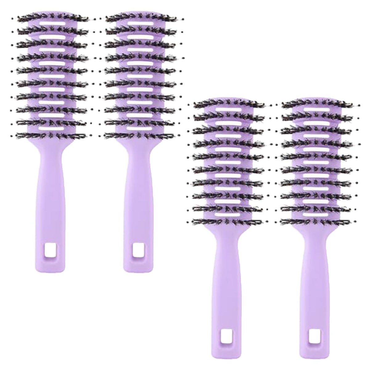 Kuber Industries Hair Brush | Flexible Bristles Brush | Hair Brush with Paddle| Suitable For All Hair Types | Round Vented Hair Brush | 4 Piece | Pack of 2 | C13-X-PURP | Purple