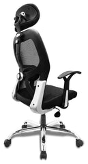 Heart Home Ergonomic Office Chairs for Work from Home | Comes with Manual Height Adjustable, Armrest, Headrest & 2D Lumbar Support | Comfy Study Chair for Students with Wheels | Black