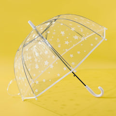 Kuber Industries Transparent Umbrella For Men & Women|Automatic Umbrella For Rain-Pack of 6 (White)