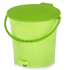 Kuber Industries 2 Pieces Ultra Plastic Garbage Waste Pedal Dustbin for Home, Office with Handle, 5 Liters (Pink & Green)-KUBMART3048