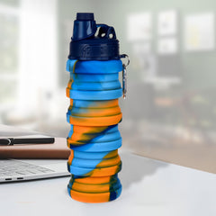 Heart Home Water Bottle | Silicone School Water Bottle | Expandable Water Bottle | Folding Water Bottle | Gym Water Bottle | Sports Water Bottle | 500 ML | Blue
