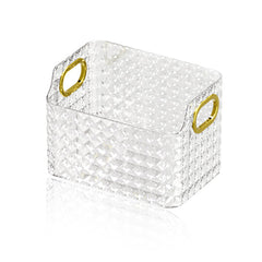 Kuber Industries Pack of 4 Makeup Desk Organizer | Diamond Cut Glass Finishing ABS | Multipurpose Cosmetic Organiser | large capacity | Skin Care Products Holder for Dressing Table | Transparent