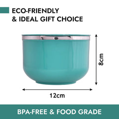 Heart Home Noodle & Soup Bowl Set | Steel Noodle Bowl with Spoon | Airtight Bowl for Pasta-Rice | Food Container | Office Bowl | Kitchen Bowl Set | 600 ML | Pack of 2 | Multicolor