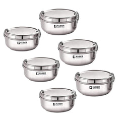 Kuber Industries Set of 2 Stainless Steel Food Pack Lunch Box with Locking ClipI 250 ml and 400 ml I Clip Tiffin Box I Office Home School Tiffin Dabba (Pack of 3)
