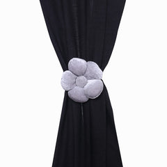 Kuber Industries Curtain Tassel | Velvet Flower Tieback Curtain Tassel |Tassel for Home Decorative | 2 Pieces Drape Tie Back Tassel for Home | Office | Gray