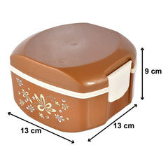 Heart Home Floral Printed Inner Steel Insulated Lunch Box with 1 Steel Pickel Box (Brown) -HS42HEARTH25123