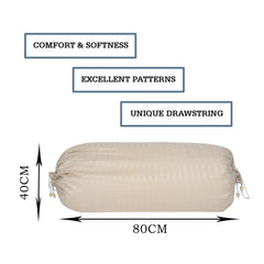 Kuber Industries Bolster Covers | Soft Cotton Bolster Cover Set | Diwan Round Bolster Pillow Covers | Striped Pattern Masand Cover | 16x32 Inch | Pack of 4 | Cream