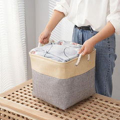 Kuber Industries Foldable Storage Basket|Polyester Toy Storage Bin|Wardrobe Organizer For Clothes (Dark Grey & Brown) (Pack Of 3)