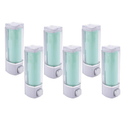 Kuber Industries Manual Shampoo & Soap Dispenser | Wall Mounted | Soap Dispenser for Kitchen & Bathroom | Refillable, Lightweight & Durable | Easy to Clean | Green Color (Pack of 6)
