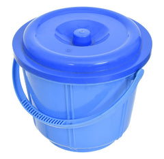 Heart Home Small Multiuses Plastic Kitchen & Pantry Storage Container/Bucket with Handle & Lid, 5 LTR.- Pack of 3 (Blue)-47HH01233