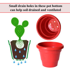 Kuber Industries Solid 2 Layered Plastic Flower Pot|Gamla for Home Decor,Nursery,Balcony,Garden,8"x 6",Pack of 3 (Green & Red & Black)