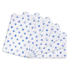 Heart Home Placemat | Placemats for Dining Room | Anti-Slip Table Mat Set | Placemats for Kitchen Table | Dining Table Placemats | Blue Star-Design Placemat | 6 Piece Set | White