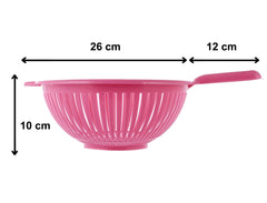 Fun Homes Plastic Strainer Colander with Long Handle Use for Pasta, Noodles, Spaghetti, Vegetables and More (Pink)-FHUNH15133, Standard (FHUNH015133)