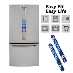 Kuber Industries Fridge Handle Cover | Refrigerator Handle Cover | Fridge Door Handle Protector | Fridge Door Handle Cover | Leaf Kniting Fridge Handle Cover | 2 Piece Set | Blue