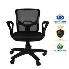 Kuber Industries Ergonomic Revolving Office Chairs for Work From Home | Comes with Manual Height Adjustable, Armrest Support | Comfy Study Chair for Students with Wheels | Black