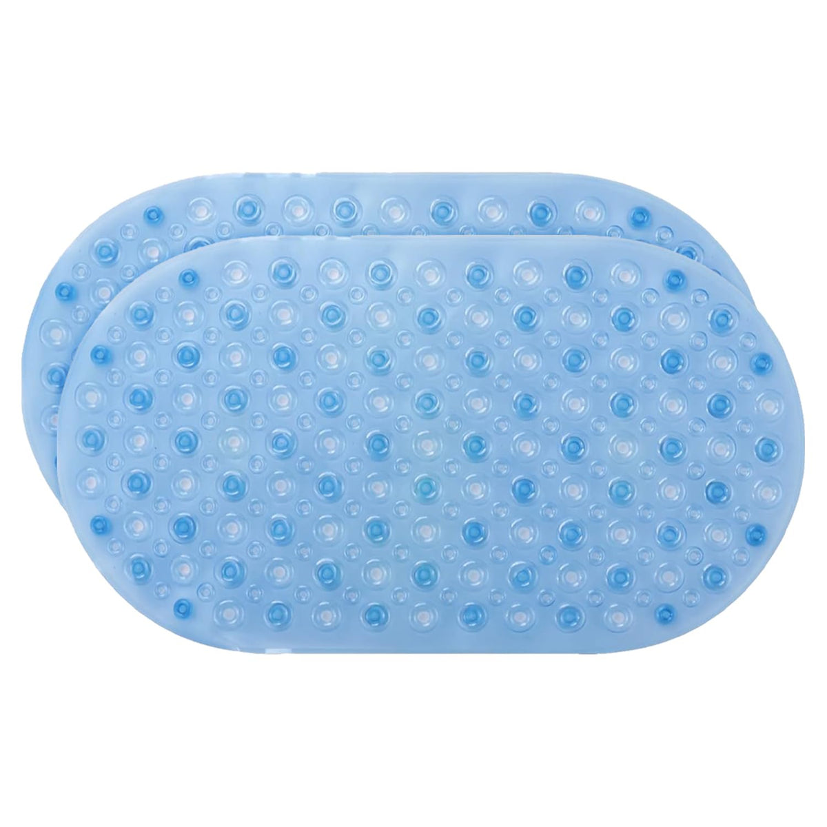 Kuber Industries Bath Mat | PVC Bathroom Mat | Shower Bath Mat | Floor Tub Mat | Bathroom Oval Mud Mat | Anti-Skid Shower Bathroom Mat | Q-01A |Pack of 2| Blue