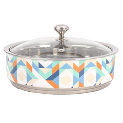 Kuber Industries Pack of 4 Stainless Steel 1.5L Insulated Roti Box with Transparent Glass Lid - Chapati Casserole for Serving & Kitchen - Multicolor