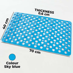 Kuber Industries Bathroom Mat|Anti Slip Mat for Bathroom Floor|Durable,Wear Resistant & Easy to Maintain|Foot Massager Door Mat with Water Drainage Holes|HY-03|40 x 70 cm,Sky Blue (Pack of 6)