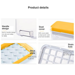 Urbane Home 2 Layer Ice Cube Tray with Lid | Ice Cube Storage Box with Ice Scoop | 56 Ice Cube Molds for Freezing | One-Press Demolding | BPA Free | Orange