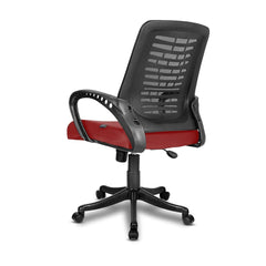 Kuber Industries Ergonomic Revolving Office Chairs for Work From Home | Comes with Manual Height Adjustable, Armrest Support | Comfy Study Chair for Students with Wheels | Black & Red Seat