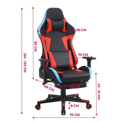 Kuber Industries Ergosmart PC Gaming Chairs with Wheels | Comes with Headrest, Lumbar Support Cushions & Footrest | Comfortable Chair for Long Sitting & Back Pain Relief | WC2022-1F-Black & Red