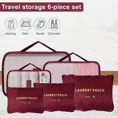 Kuber Industries Pack of 6 Travel Luggage Bag | Toiletry Bag for Jewellery-Watches-Bracelets | Multi-Purpose Storage Bag with Handle | Travel Utility Storage Pouches | LYN16-MRO | Maroon