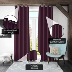 Kuber Industries 100% Room Darkening Black Out Curtain I 7 Feet Door Curtain I Insulated Heavy Polyester Solid Curtain|Drapes with 8 Eyelet for Home & Office (Wine)