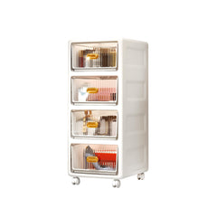 Kuber Industries (Set of 5) Single Door Cupboard for Clothes with 360 Degree Wheels - Thin Plastic Almirah for Baby Items, Kids Toys, Storage - White
