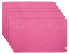 Heart Home Placemats Table Mats Easy to Clean PVC Place Mats for Dining, Set of 6 (Pink)
