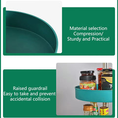 Kuber Industries 2-Layer Rotating Spice Rack|Circular Shelf For Cabinet Countertop|360-Degree Rotable Kitchen Trolley|Fruit Basket Pack of 5 (Dark Green)
