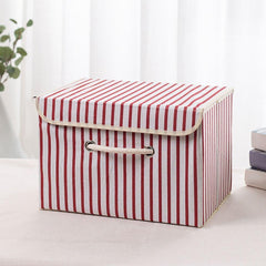 Kuber Industries Large Foldable Storage Box With Lid|Toys Storage Bin|Wardrobe Organizer For clothes|Front Handle & Sturdy Pack Of-6 (Red)