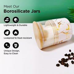 Urbane Home Borosilicate Glass Containers with Bamboo Lid and Tray|Kitchen Organizer Items and Storage|Multipurpose Airtight Containers|3 Pieces Kitchen Containers Set-850ml Each