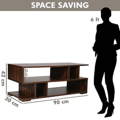 Kuber Industries Matte Finish ?Wooden Center Table for Living Room | Wood Coffee Table for Living Room, Bedroom & Office | Brown