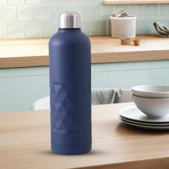 Kuber Industries Pack of 5 Vacuum Insulated Water Bottle | Stainless Steel Water Bottle | Hot & Cold Water Bottle | Leakproof, BPA Free, Rustproof | 750 ML | Dark Blue