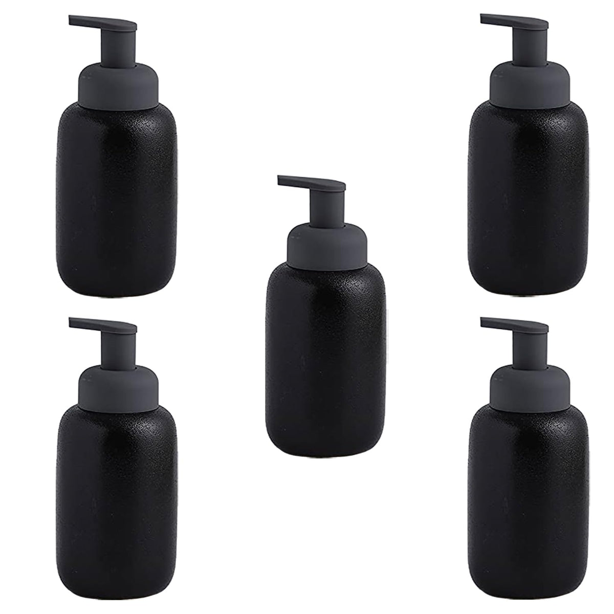 Kuber Industries Liquid Soap Dispenser | Handwash Soap Dispenser | Soap Dispenser for Wash Basin | Shampoo Dispenser Bottle | Bathroom Dispenser Bottle | Pack of 5 | JY00012 | 400 ml | Black