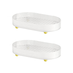 Kuber Industries Pack of 2 Multipurpose Double layer Decorative Drain Tray | Makeup Perfume Organiser, Bathroom Vanity, Dresser Tray, Kitchen Countertop Organiser Tray | Anti Slip | Transparent