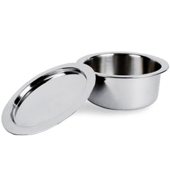 Heart Home 2.1L Stainless Steel Tope Set/Vessels for Cooking with Lid | Induction Safe Heavy Duty Gauge Boiling & Cooking Patila/Topiya/Bhagona Steel Utensils for Kitchen | Silver