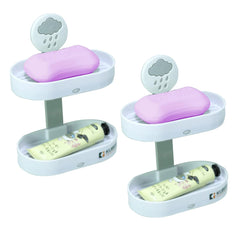 Homestic Pack of 2 Two Tier Hanging Soap Case|Self Adheshive Waterproof Drainage Design|Space Optimizing|Multi Utility Sink Organizers|CM02|White