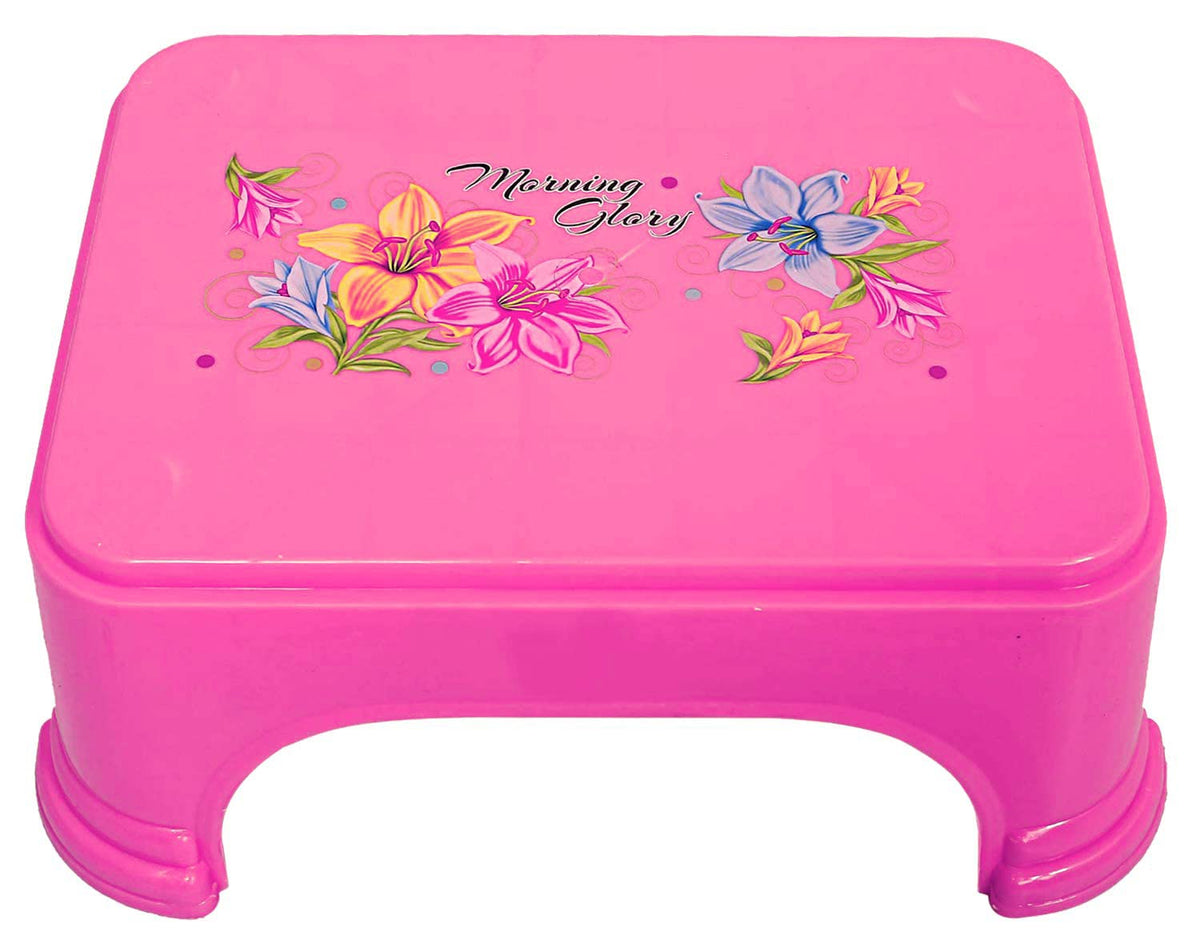 Kuber Industries Bathroom Stool|Plastic Stool for Bathroom|Anti-Slip with Strong Bearing|Pink|