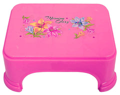 Kuber Industries Bathroom Stool|Plastic Stool for Bathroom|Anti-Slip with Strong Bearing|Pink|