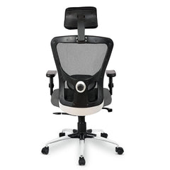 Kuber Industries Ergonomic Office Chairs for Work From Home | Comes with Manual Height Adjustable Armrest, Headrest & 2D Lumbar Support | Comfy Study Chair for Students with Wheels | Black