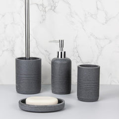 Urbane Home Premium 4-Piece Bathroom Accessories Set | Soap Dish | Liquid Soap Dispenser (300ml) | Tumbler | Brush Holder | Moisture Resistant | Scratch Proof | Grey